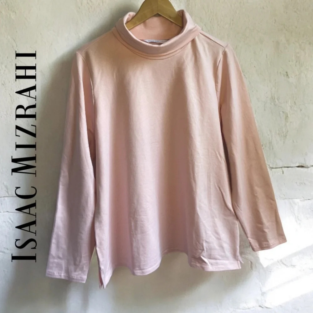NWOT Isaac Mizrahi Live! Pink Frost Sparkle Knit Long Sleeve Turtleneck, 1X